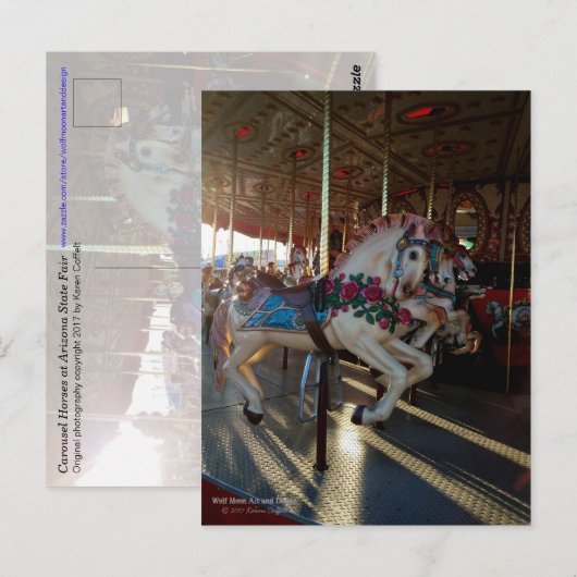 Kleurrijke Carrousel Paarden / Carnaval Ride / Briefkaart (Voorkant / Achterkant)