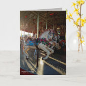 Kleurrijke Carrousel Paarden / Carnaval Ride Kaart (Gele Bloem)