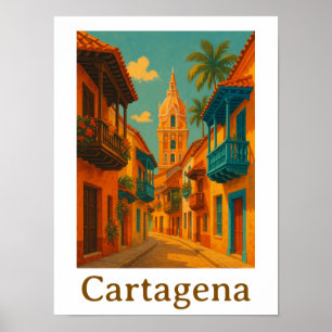 Kleurrijke Cartagena Colombia Caribische charme Poster
