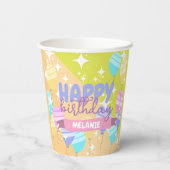 Kleurrijke Cartoon Ballonnen Sparkles Happy Birthd Papieren Bekers (Achterkant)
