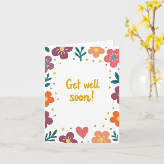 Kleurrijke Cartoon bloemen krijgen goed Kaart (Gele Bloem)