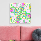 Kleurrijke cartoon bloemen oorspronkelijke kunst canvas afdruk (Insitu (Woonkamer))