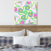 Kleurrijke cartoon bloemen oorspronkelijke kunst canvas afdruk (Insitu (Slaapkamer))