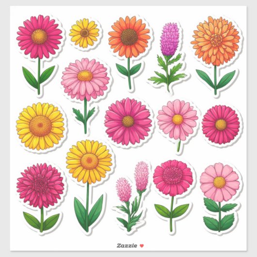 Kleurrijke Cartoon Bloemstickers Sticker (Vel)
