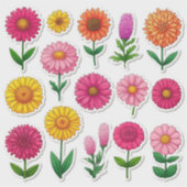 Kleurrijke Cartoon Bloemstickers Sticker (Voorkant)
