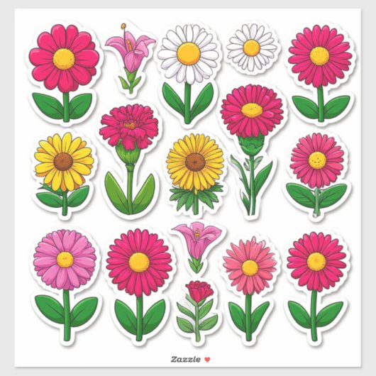 Kleurrijke Cartoon Bloemstickers Sticker (Vel)