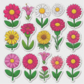 Kleurrijke Cartoon Bloemstickers Sticker (Voorkant)