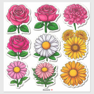 Kleurrijke Cartoon Bloemstickers Sticker