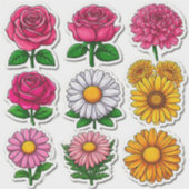 Kleurrijke Cartoon Bloemstickers Sticker (Voorkant)