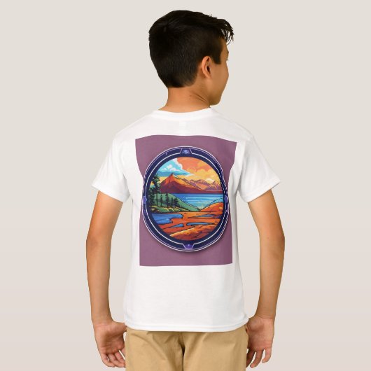 Kleurrijke Cartoon Boy T-shirt (Achterkant volledig)