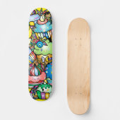 Kleurrijke Cartoon Cupcakes Skateboard (Voorkant)