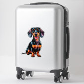 Kleurrijke Cartoon Dachshund Sticker (Koffer)