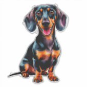 Kleurrijke Cartoon Dachshund Sticker (Voorkant)
