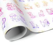 Kleurrijke Cartoon dierpatroon Cadeaupapier (Rol Hoek)