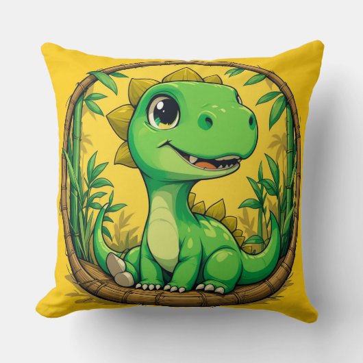 Kleurrijke Cartoon Dinosaurus Kussen (Voorkant)