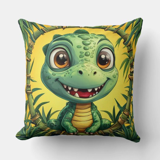 Kleurrijke Cartoon Dinosaurus Kussen (Voorkant)