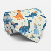 Kleurrijke cartoon dinosauruspatroon stropdas (Opgerold)