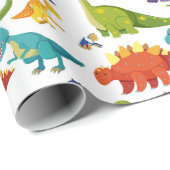 Kleurrijke cartoon dinosaurussen kinder naadloze p cadeaupapier (Rol Hoek)