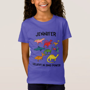 Kleurrijke Cartoon-dinosaurussen met aangepaste na T-shirt
