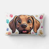 Kleurrijke Cartoon Dog Portret met Speelse Paw Pro Kussen (Achterkant)