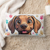 Kleurrijke Cartoon Dog Portret met Speelse Paw Pro Kussen (Deken)