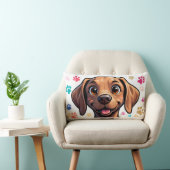 Kleurrijke Cartoon Dog Portret met Speelse Paw Pro Kussen (Stoel)