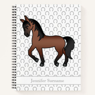 Kleurrijke Cartoon Dravende Paard & Aangepaste Tek Notitieboek