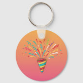 Kleurrijke Cartoon Explosie 2026 Sleutelhanger (Achterkant)