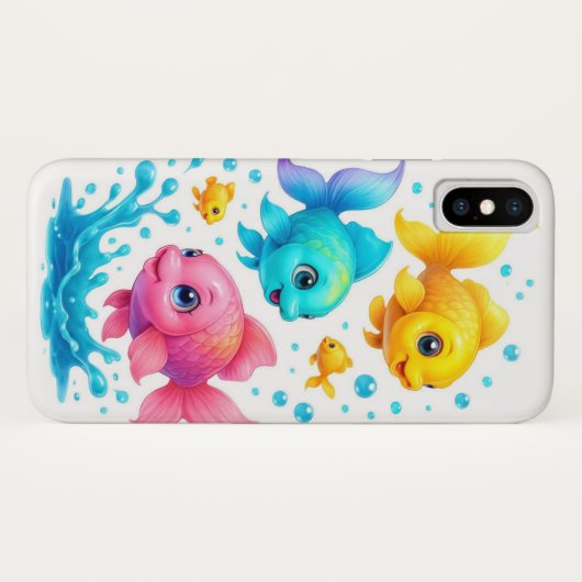 Kleurrijke Cartoon Fish Splash Mobile Hoesje (Achterkant (horizontaal))