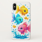 Kleurrijke Cartoon Fish Splash Mobile Hoesje (Achterkant)