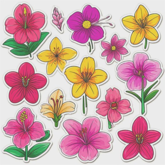 Kleurrijke Cartoon Flower Stickers (Voorkant)
