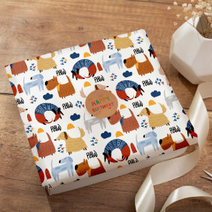Kleurrijke cartoon gekke fluffeldoedels cadeaupapier