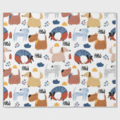 Kleurrijke cartoon gekke fluffeldoedels cadeaupapier (Vlak)