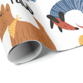 Kleurrijke cartoon gekke fluffeldoedels cadeaupapier (Rol Hoek)