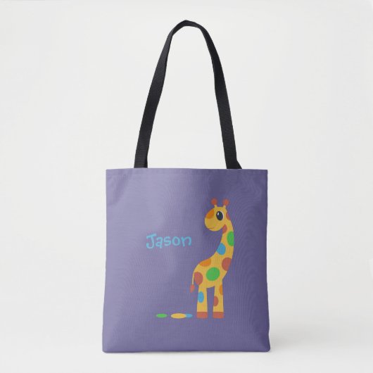 Kleurrijke Cartoon Giraffe - Aangepaste kleur Tote Bag (Voorkant)