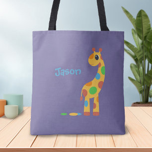 Kleurrijke Cartoon Giraffe - Aangepaste kleur Tote Bag