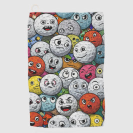 Kleurrijke Cartoon golfballen met grappige gezicht Golfhanddoek