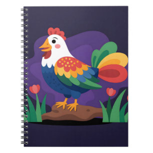 Kleurrijke Cartoon Haan Illustratie Notitieboek