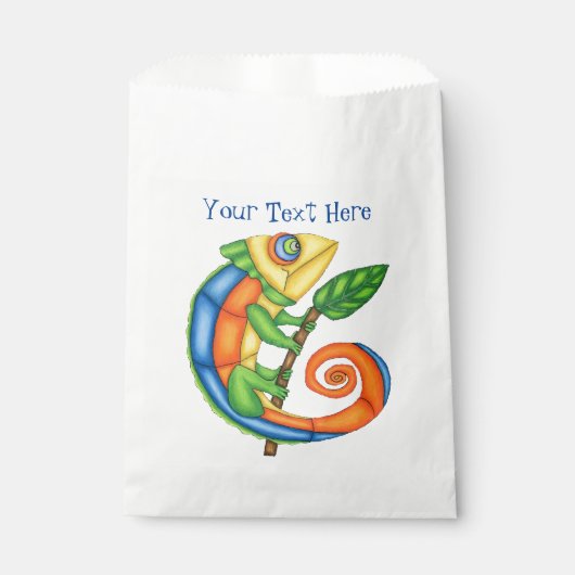 Kleurrijke Cartoon Happy Lizard met Stick Leaf Bedankzakje (Voorkant)