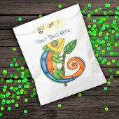 Kleurrijke Cartoon Happy Lizard met Stick Leaf Bedankzakje