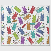Kleurrijke Cartoon Hippo Pattern Cadeaupapier (Vlak)