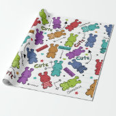 Kleurrijke Cartoon Hippo Pattern Cadeaupapier (Uitgerold)