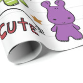 Kleurrijke Cartoon Hippo Pattern Cadeaupapier (Rol Hoek)