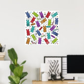 Kleurrijke Cartoon Hippo Pattern Poster (Thuiskantoor)