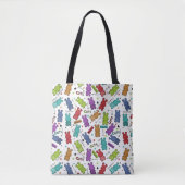 Kleurrijke Cartoon Hippo Pattern Tote Bag (Voorkant)