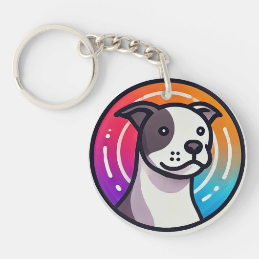 Kleurrijke Cartoon Hond Sleutelhanger (Voorkant)