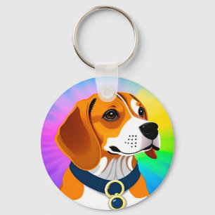 Kleurrijke Cartoon Honden Illustratie Sleutelhanger