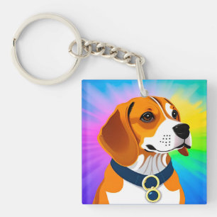 Kleurrijke Cartoon Honden Illustratie Sleutelhanger