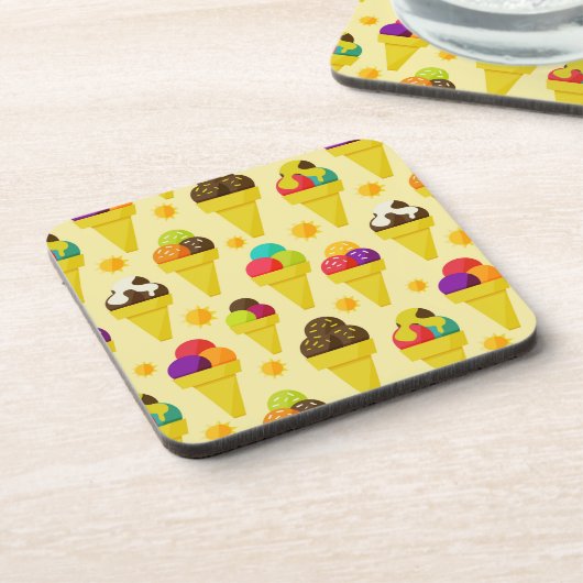 Kleurrijke Cartoon Ice Cream Cones Drankjes Onderzetter (Linkerzijde)