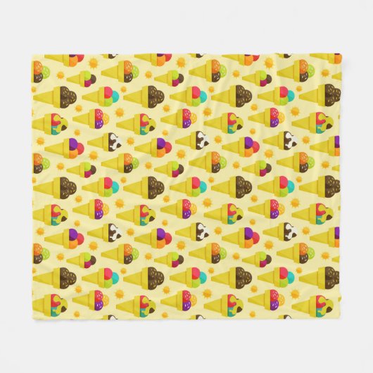 Kleurrijke Cartoon Ice Cream Cones Fleece Deken (Voorkant (Horizontaal))
